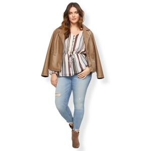 Lane Bryant Striped Cinch-Waist Blouse Sz: 16